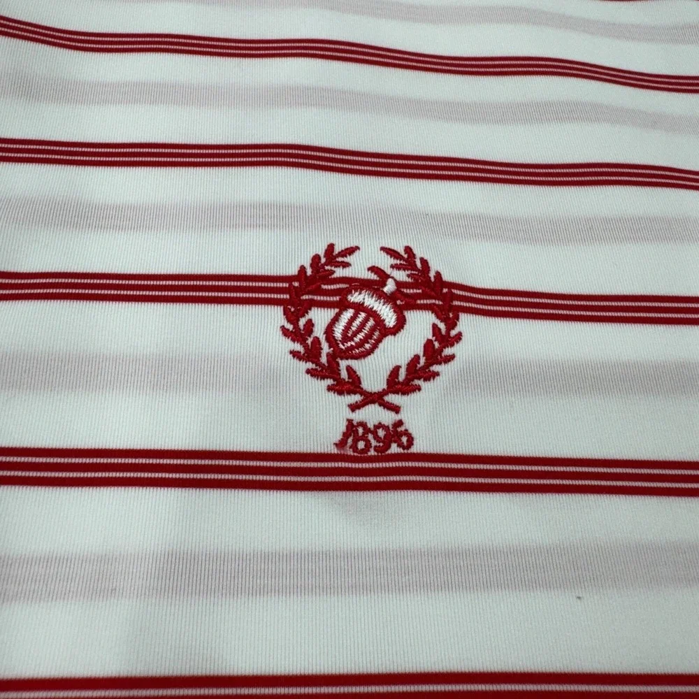 RLX Ralph Lauren Polo Shirt XL White Red‎ Stripe Nassau Country Club Golf Mens